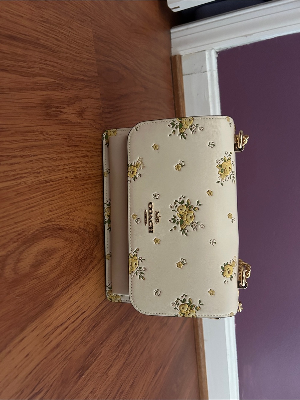 Coach Cream Crossbody with Yellow Floral Print